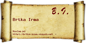Brtka Irma névjegykártya